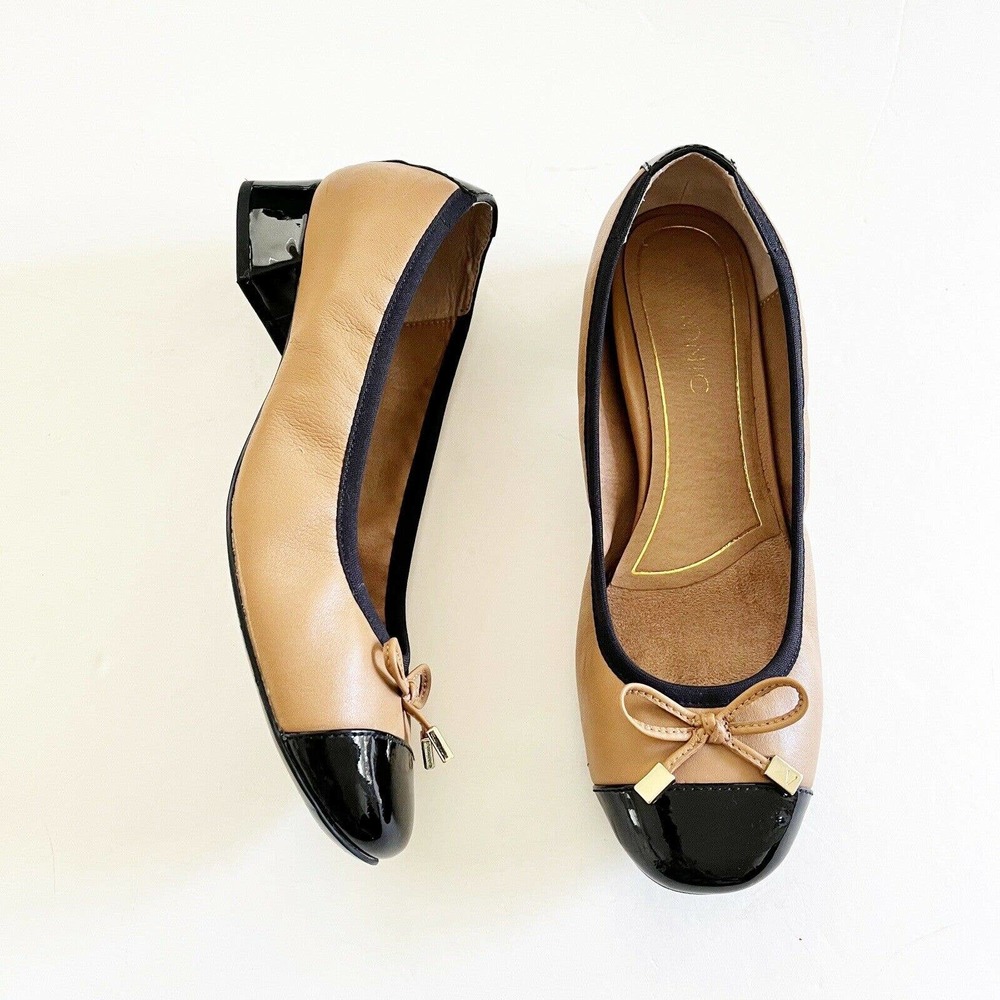 Vionic Daphne Womens 6.5 Two-Tone Leather Mod Chunky Block Heels Shoes Pumps